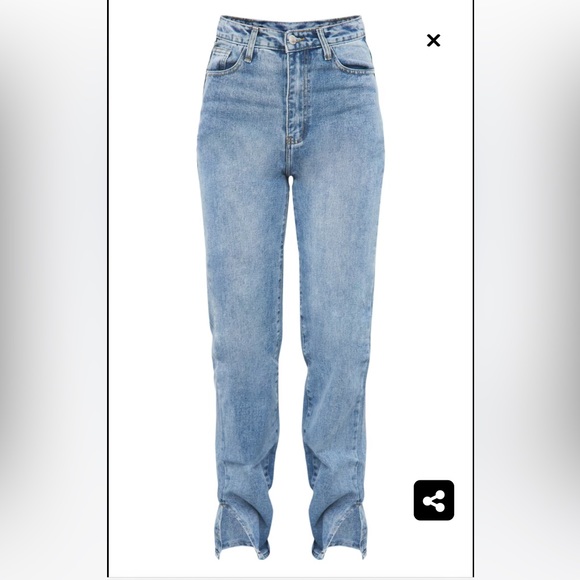 PLT Mid Blue Wash Split Hem Straight Leg Jeans - Picture 5 of 13